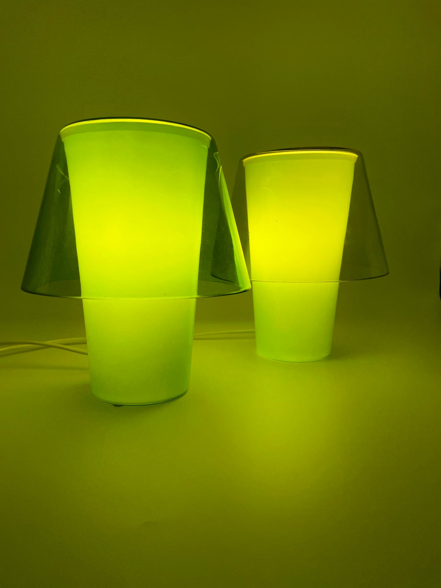 Lime green glass mushroom shaped lamp