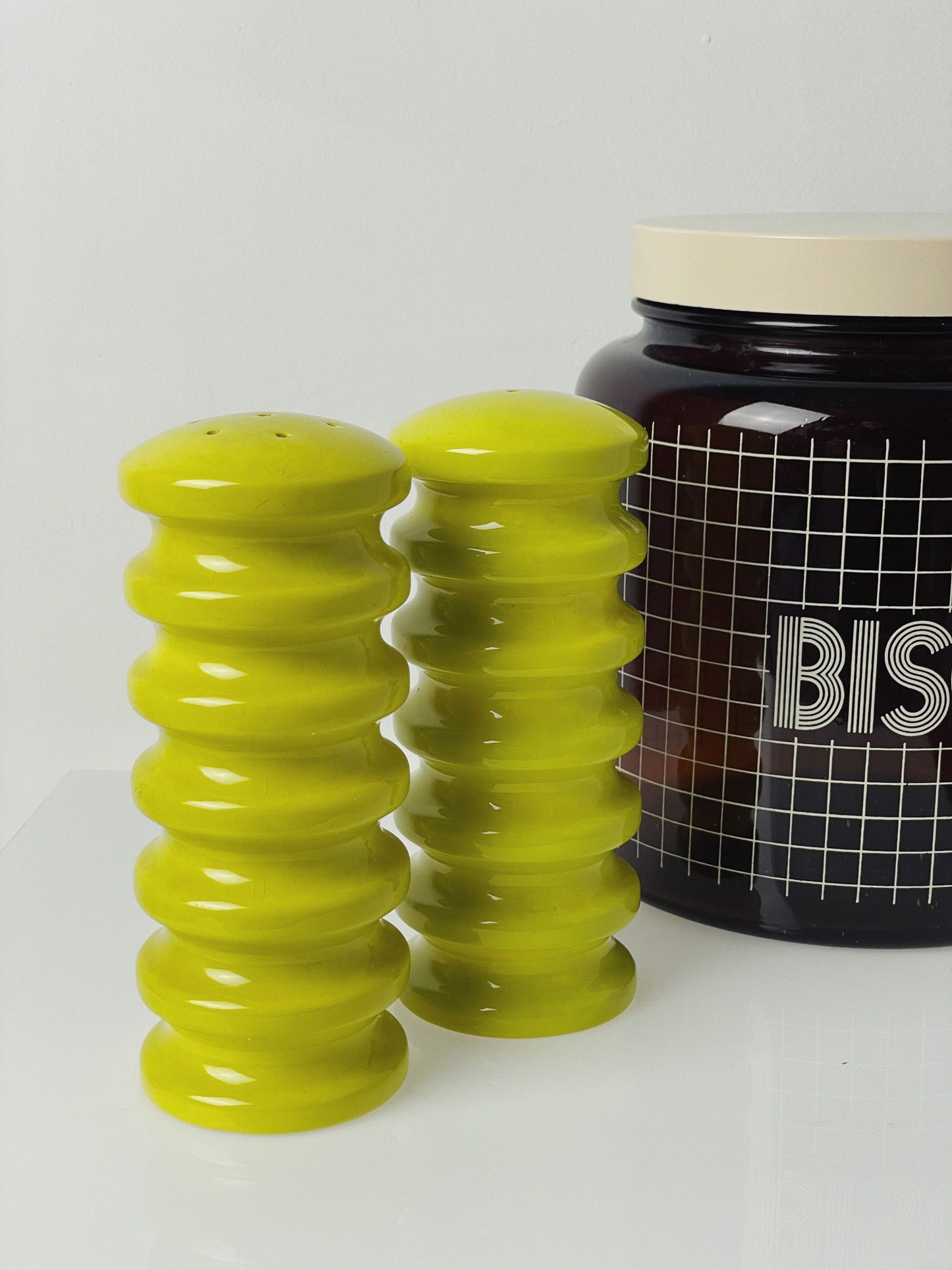 Green ceramic Carlton ware salt & pepper shakers