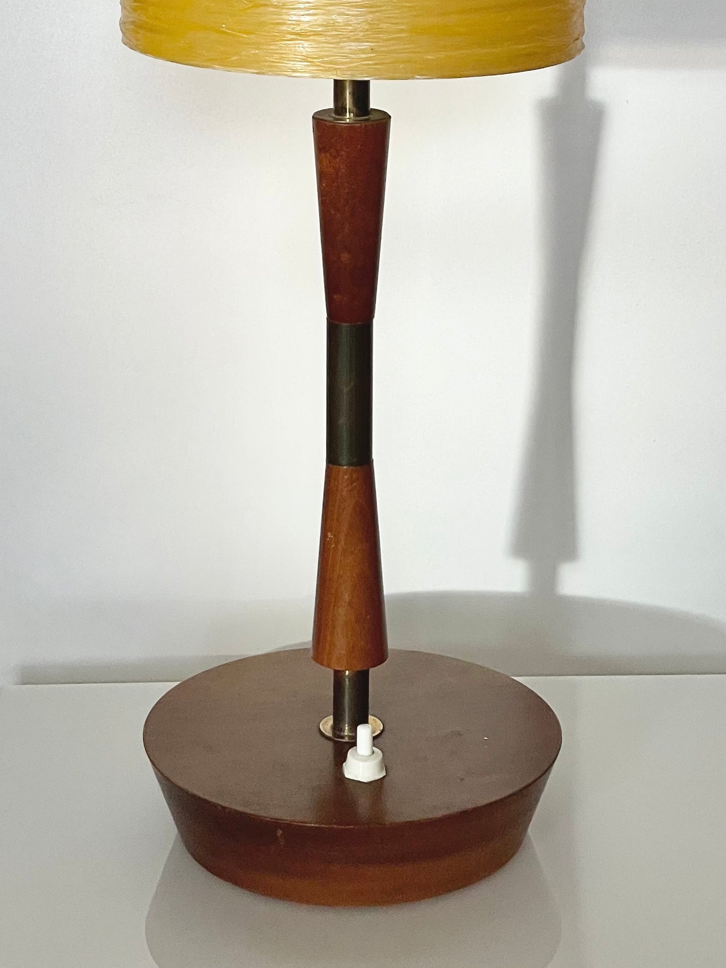 Danish retro teak lamp with fibreglass shade