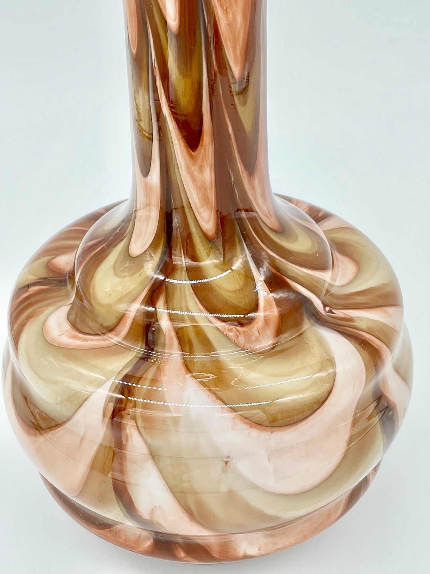 Large mid-century opaline swirl glass vase