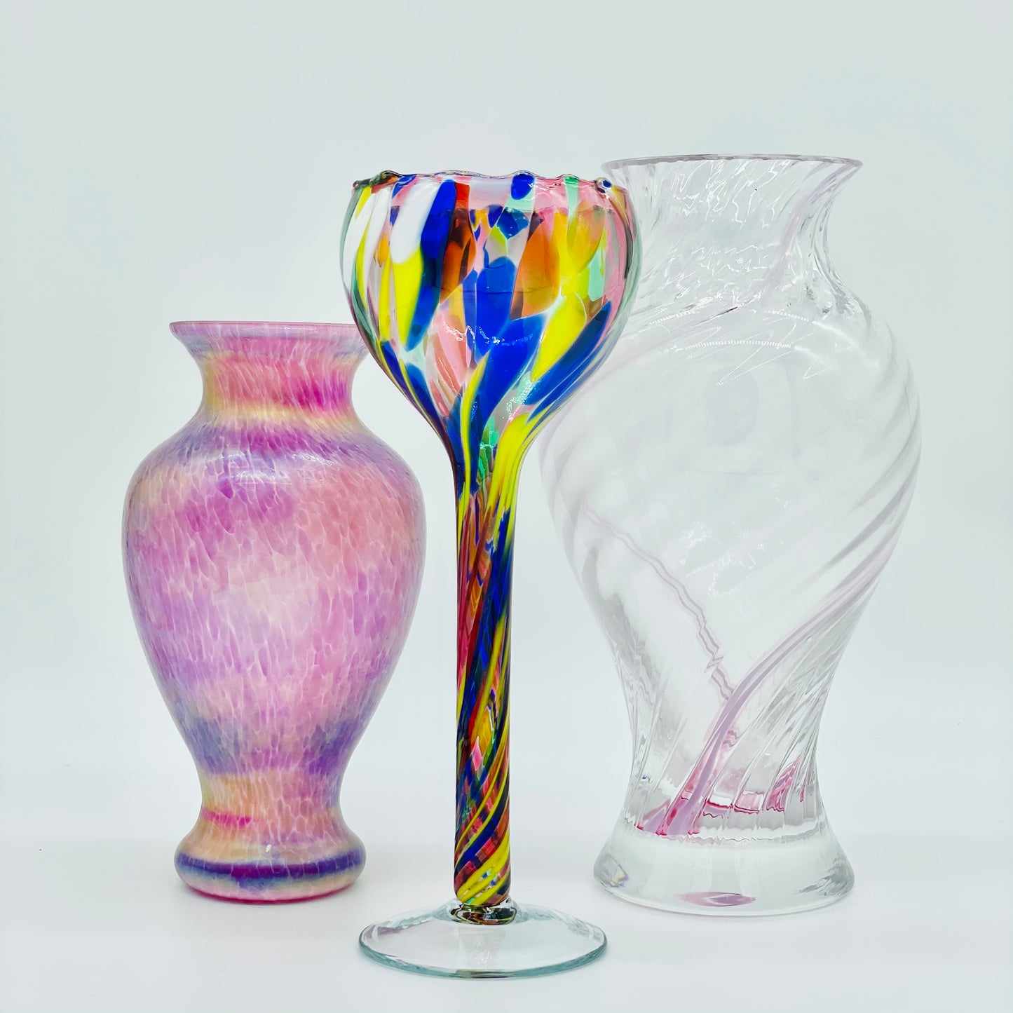 Pink iridescent ’Heron’ crackle design vase