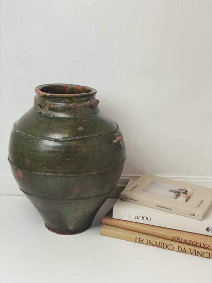 XL green antique glazed pot