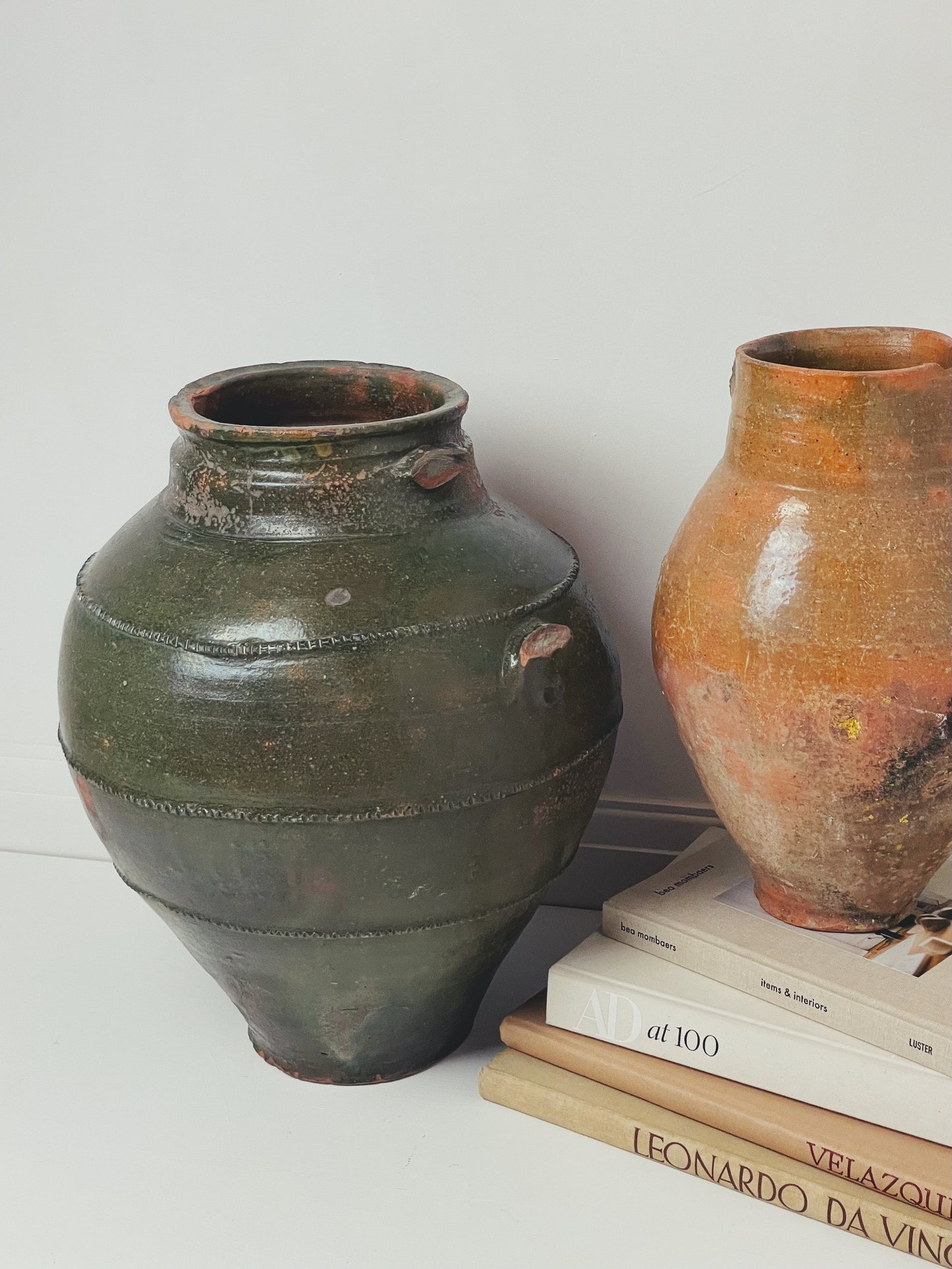 XL green antique glazed pot