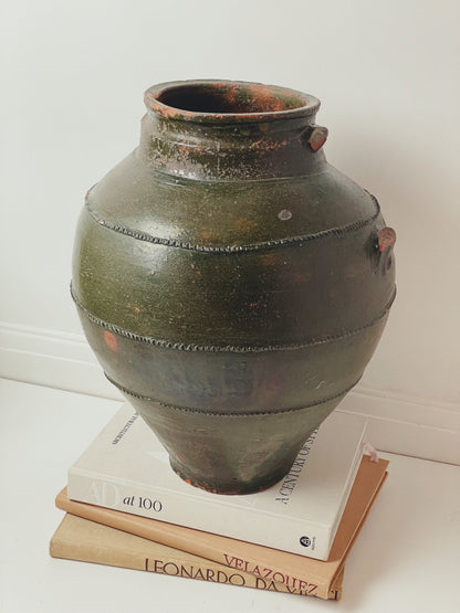 XL green antique glazed pot