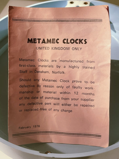 70’s baby blue Metamec clock