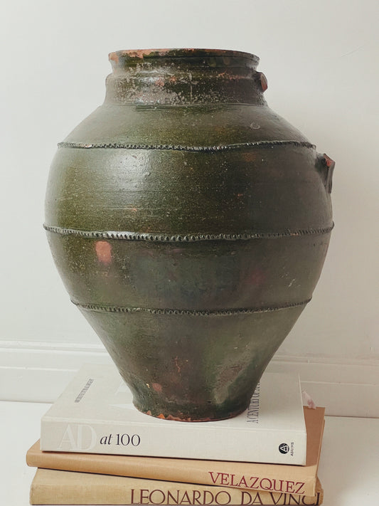 XL green antique glazed pot