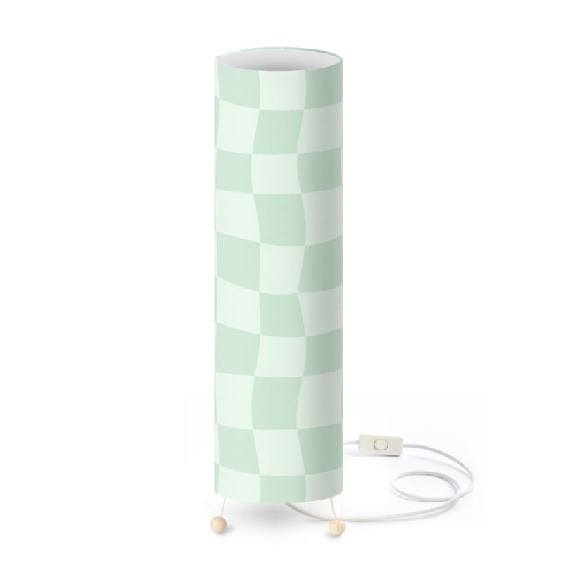 Pastel Green Warped Checkerboard Standing Floor Lamp