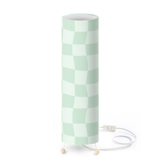 Pastel Green Warped Checkerboard Standing Floor Lamp