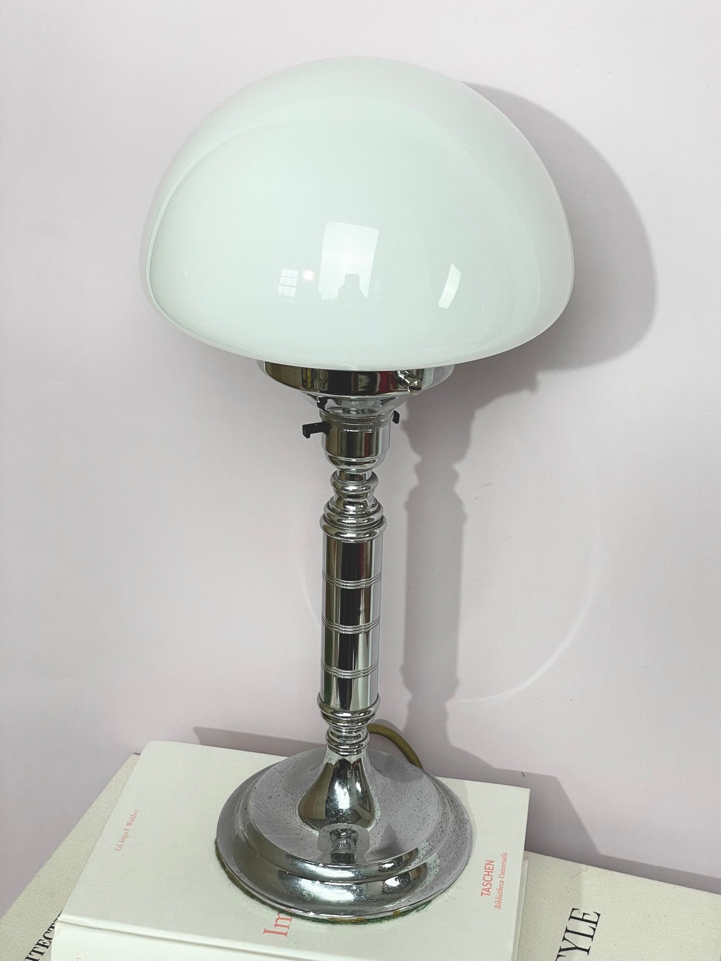 Art Deco white and chrome lamp