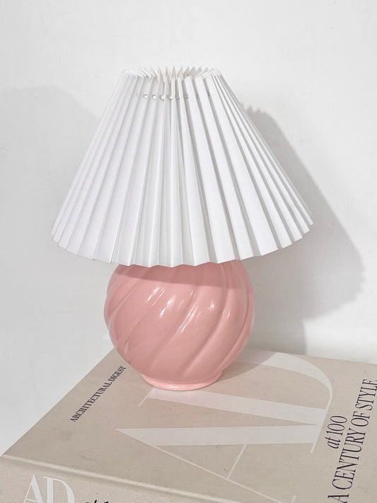 50’s pink swirl lamp with pleated shade