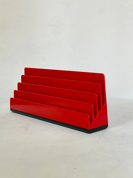 Italian red Rexite desk tidy / letter rack