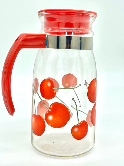 Retro red cherry glass jug