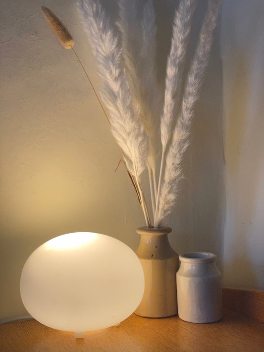 Small glass pebble shaped lamp