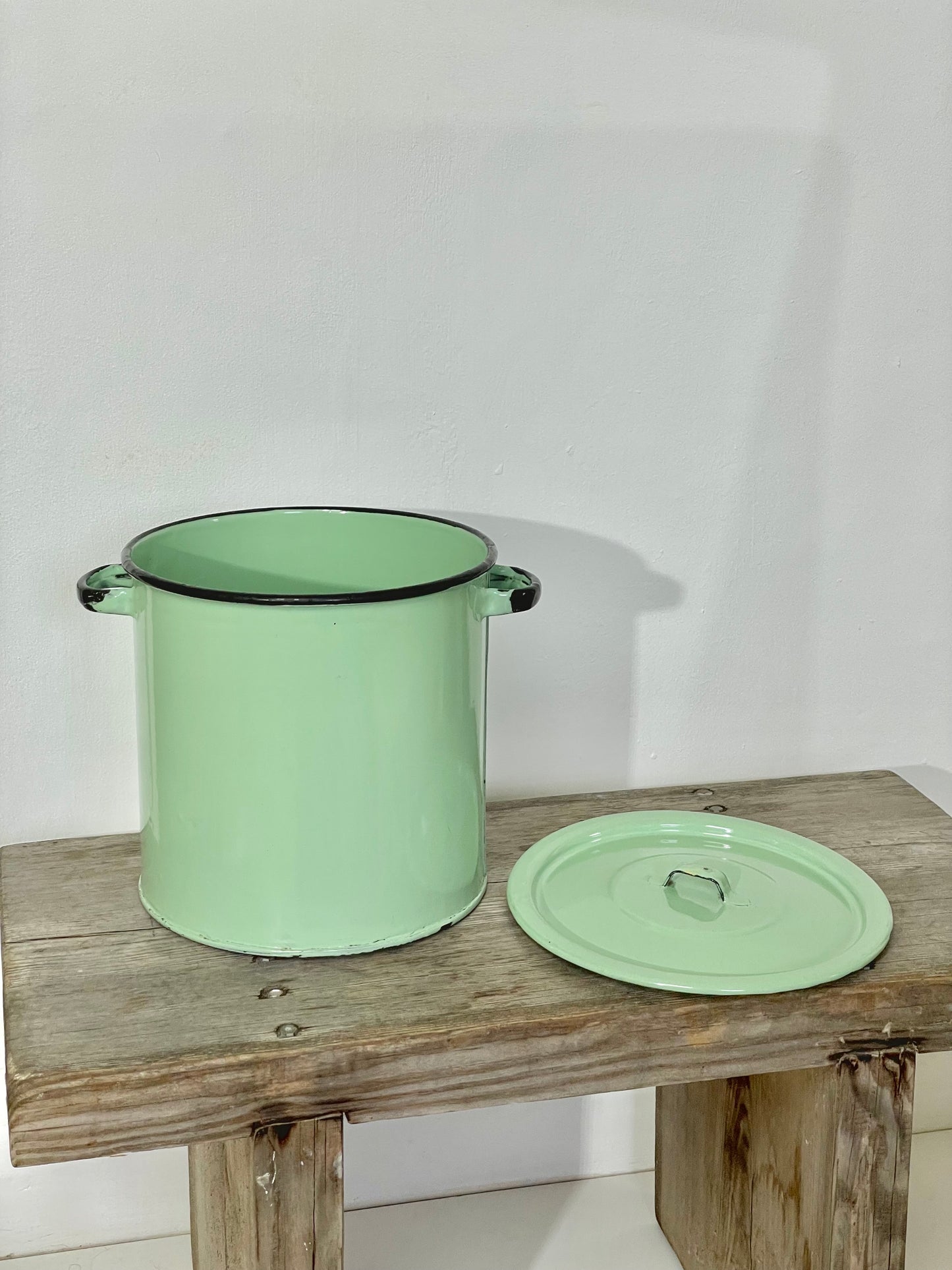 Mint green enamel bin