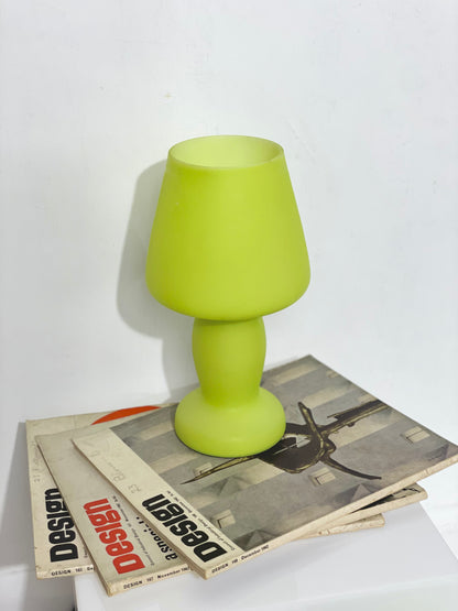 Lime green glass mushroom lamp