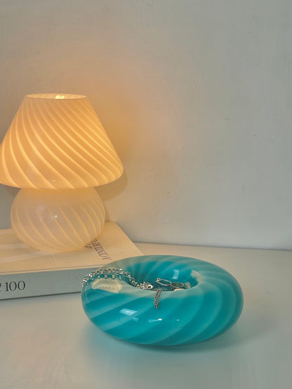 White swirl Murano mushroom lamp