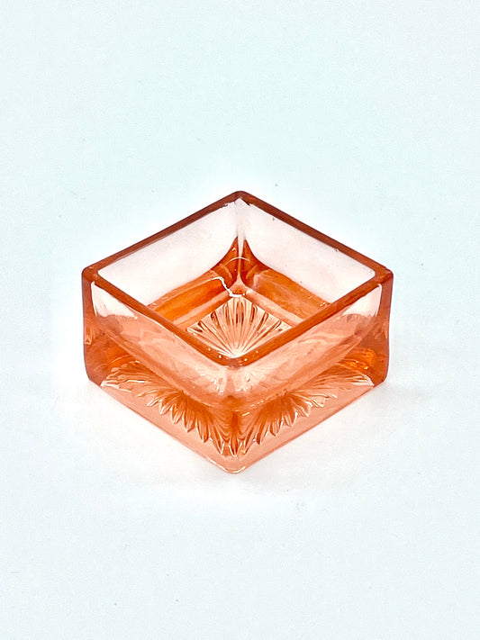 Vintage pink square glass dish