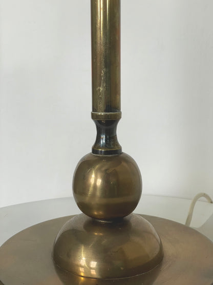 XL brass and linen lamp