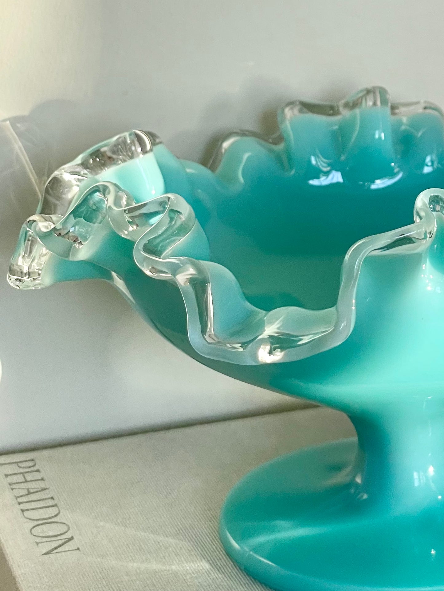 Milk blue Fenton dish