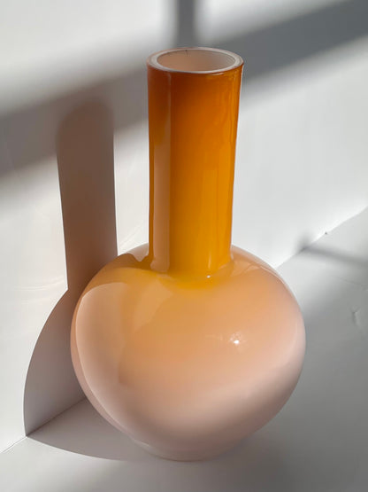 Sunset ombré opaline glass vase