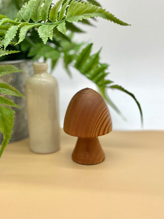 Wooden mushroom ornament