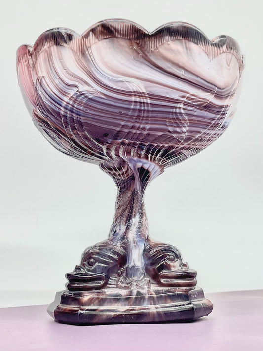 Purple swirl pedestal dish