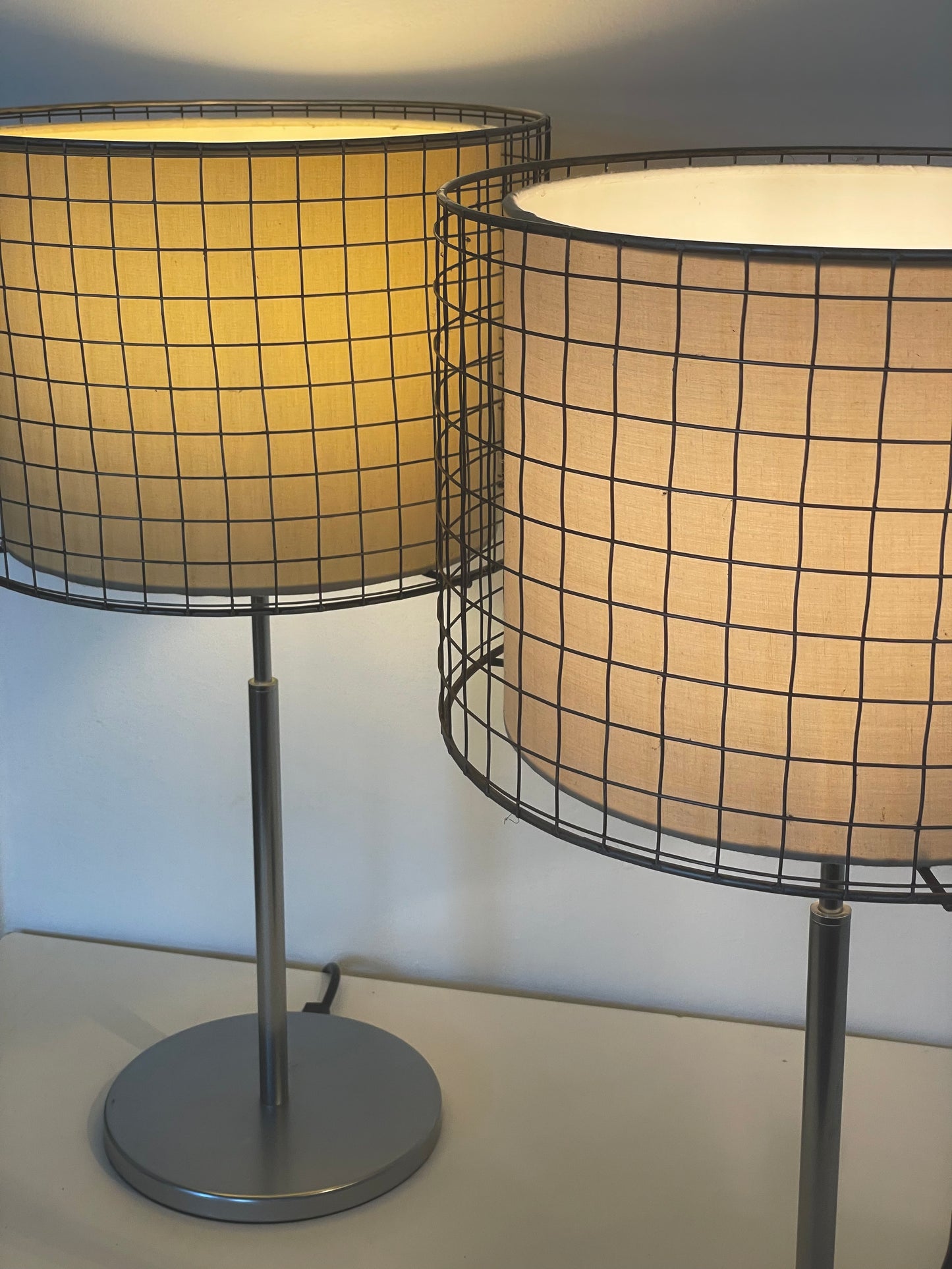 Modernist chrome caged lamp