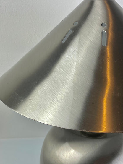 Chrome bulbous lamp