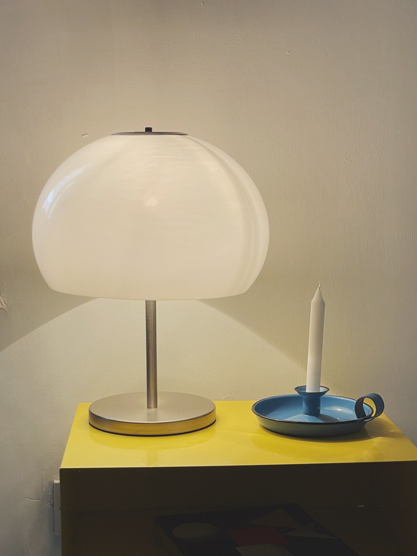 White guzzini style dome lamp