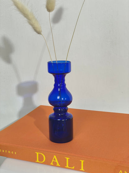 Mini cobalt blue hooped vase