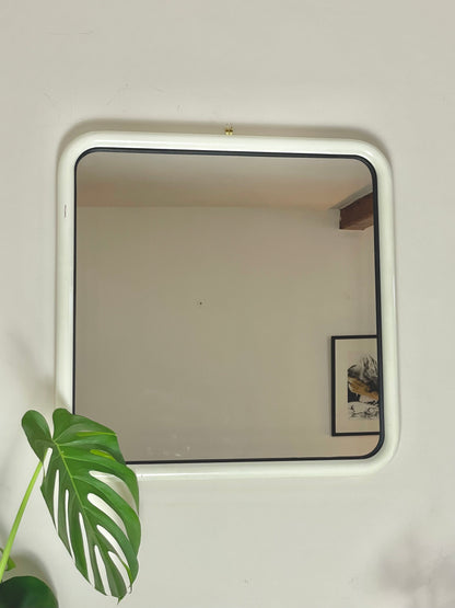 Retro white metal square mirror