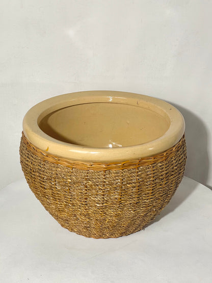 Large sea grass woven plant pot