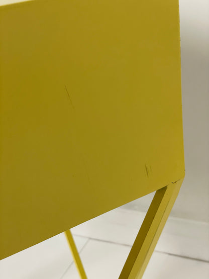 Yellow industrial metal side table
