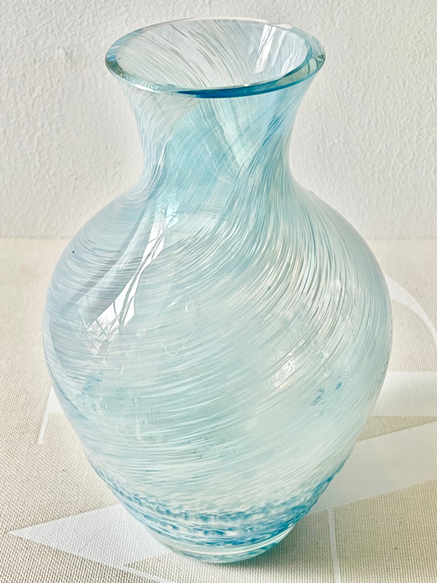 Medium blue swirl vase