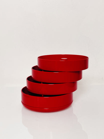 Red swivel desk tidy