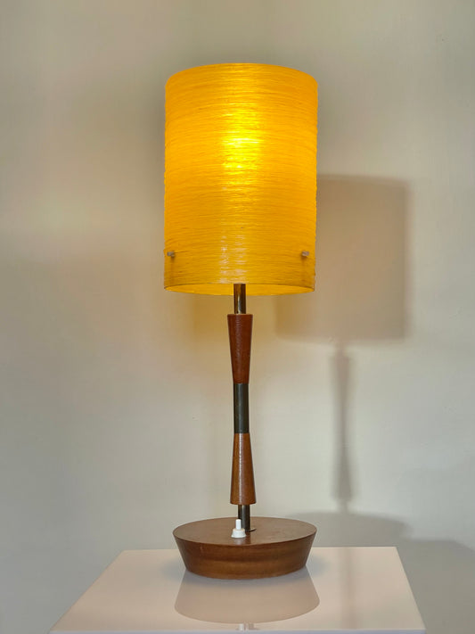 Danish retro teak lamp with fibreglass shade