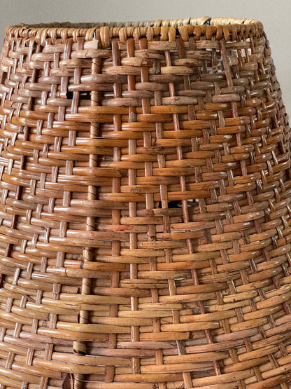 Barley twist and wicker lamp