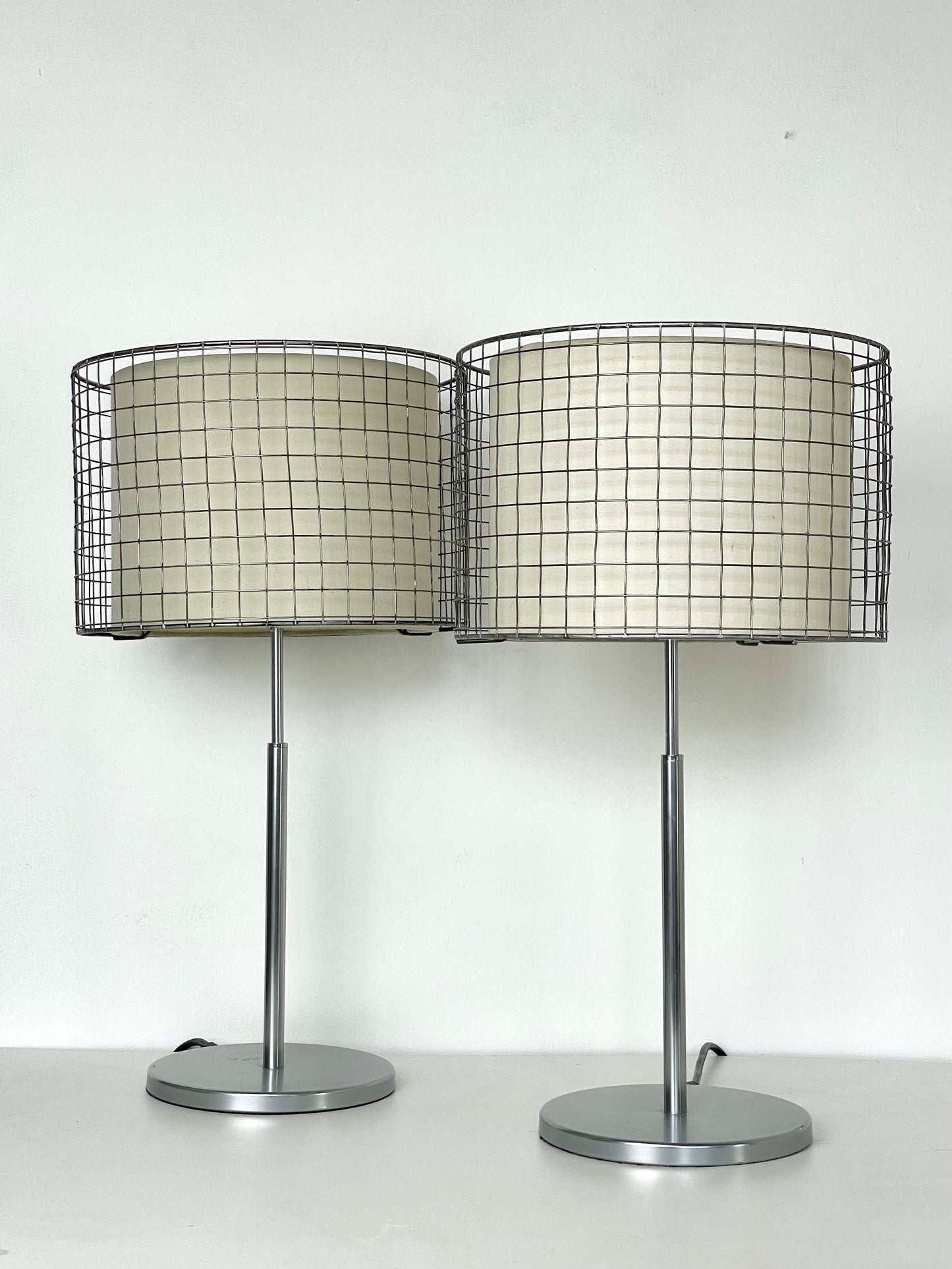 Modernist chrome caged lamp