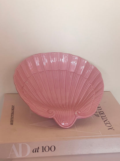 Large pink ceramic shell bowl