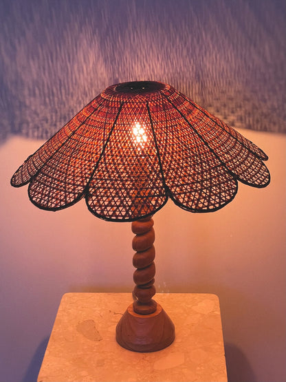 Scalloped rattan lamp