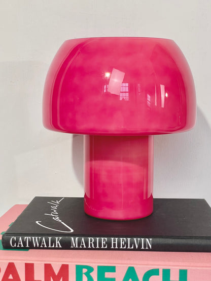 Pink 70’s style mushroom lamp