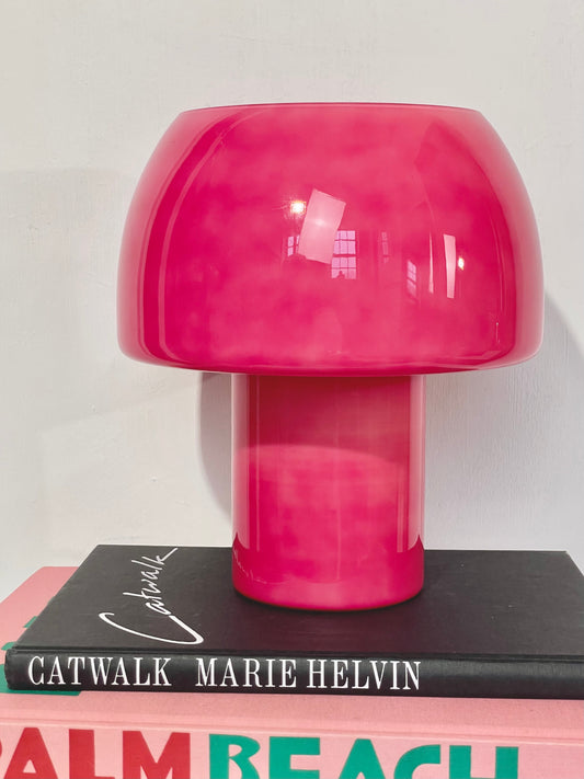 Pink 70’s style mushroom lamp