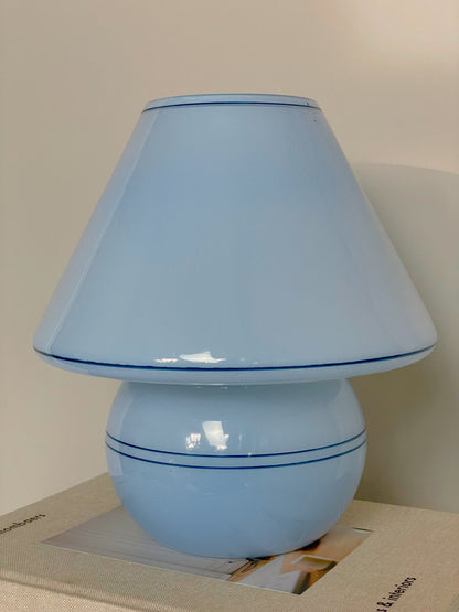 Baby blue and navy mushroom lamp