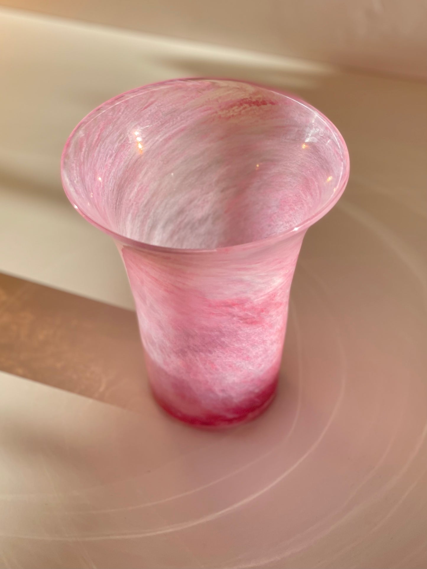 Hand blown pink vase