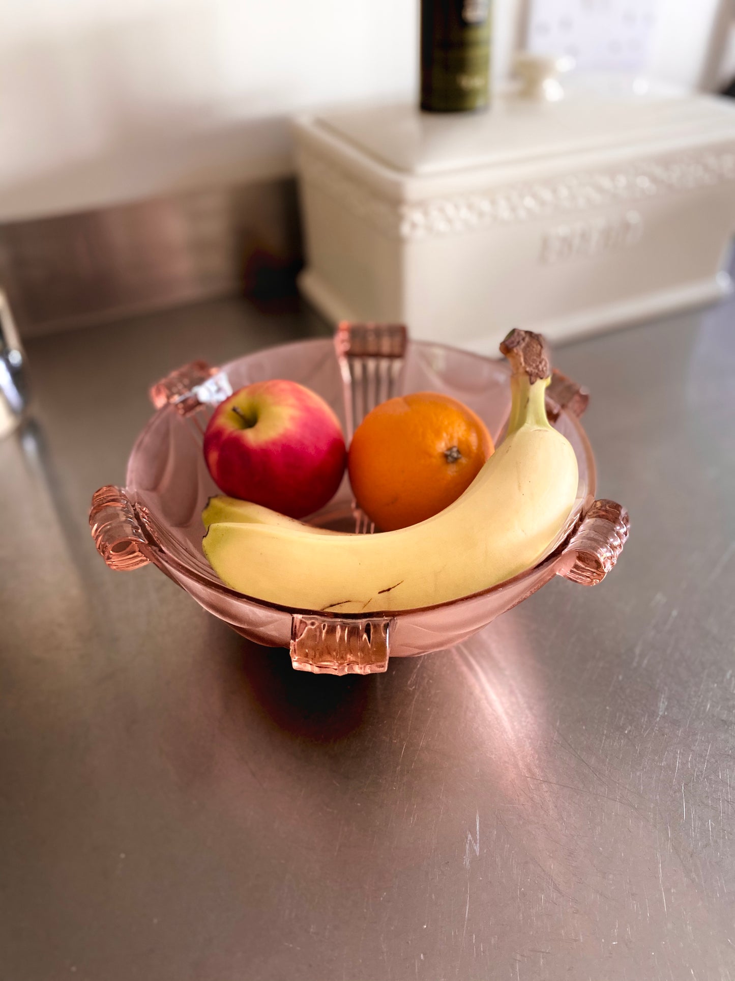 Pink Art Deco glass bowl