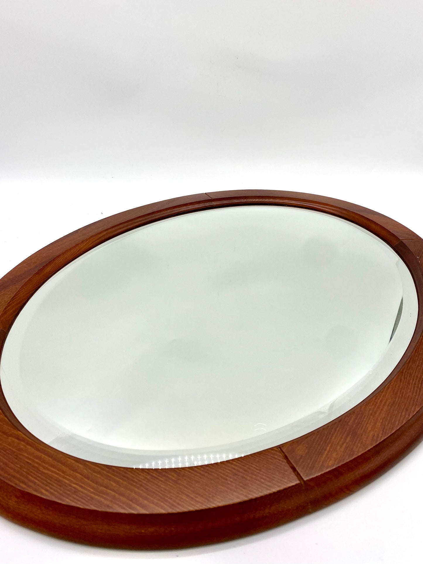 Oval wood mirror