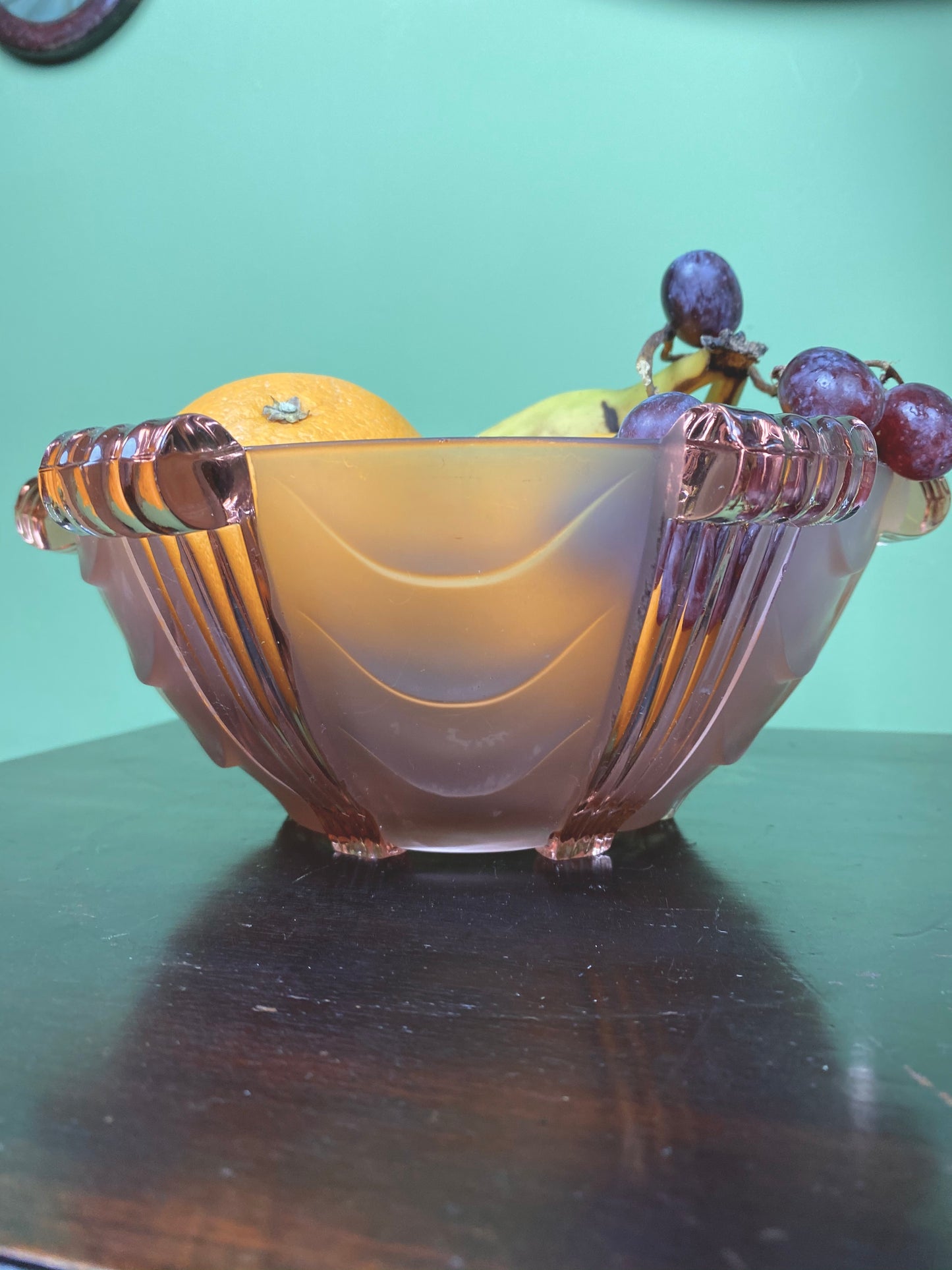 Pink Art Deco glass bowl