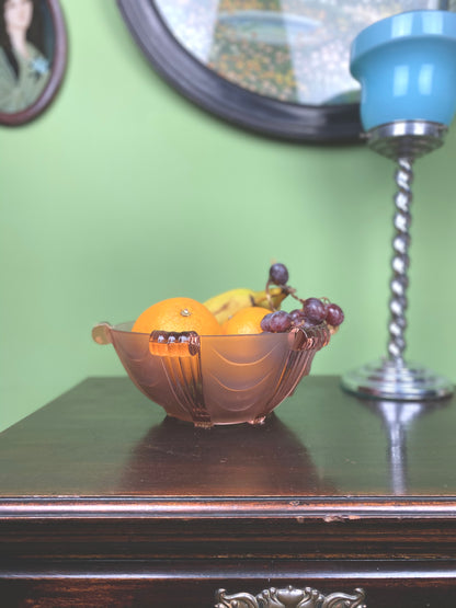 Pink Art Deco glass bowl