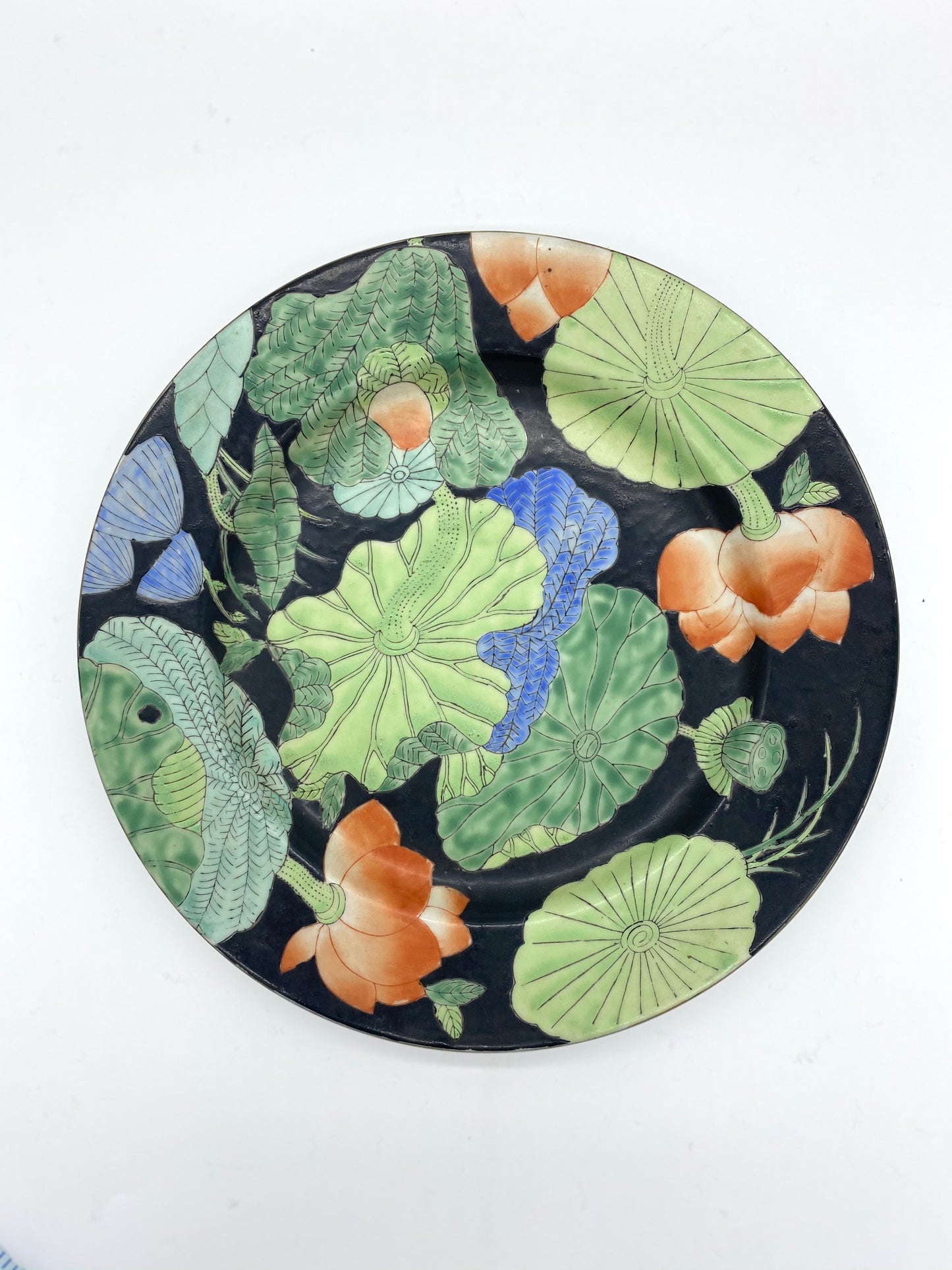 Large floral ceramic plate