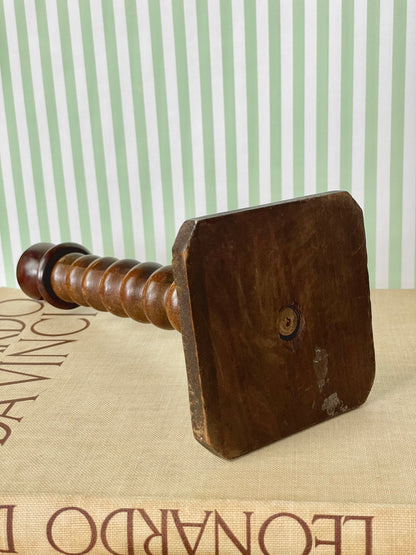 Wooden bobbin candlestick